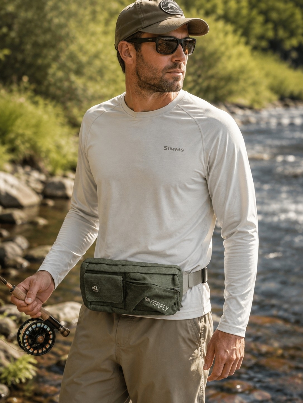 Waterfly Green Men’s Waist Bag - Hands-Free Fishing Pack Adjustable